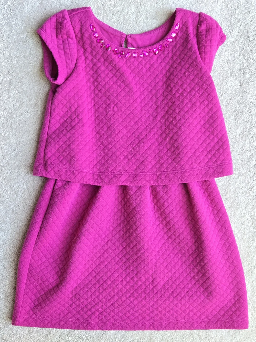 Gymboree Hot Pink Quilted Dress with Jewel Neckline